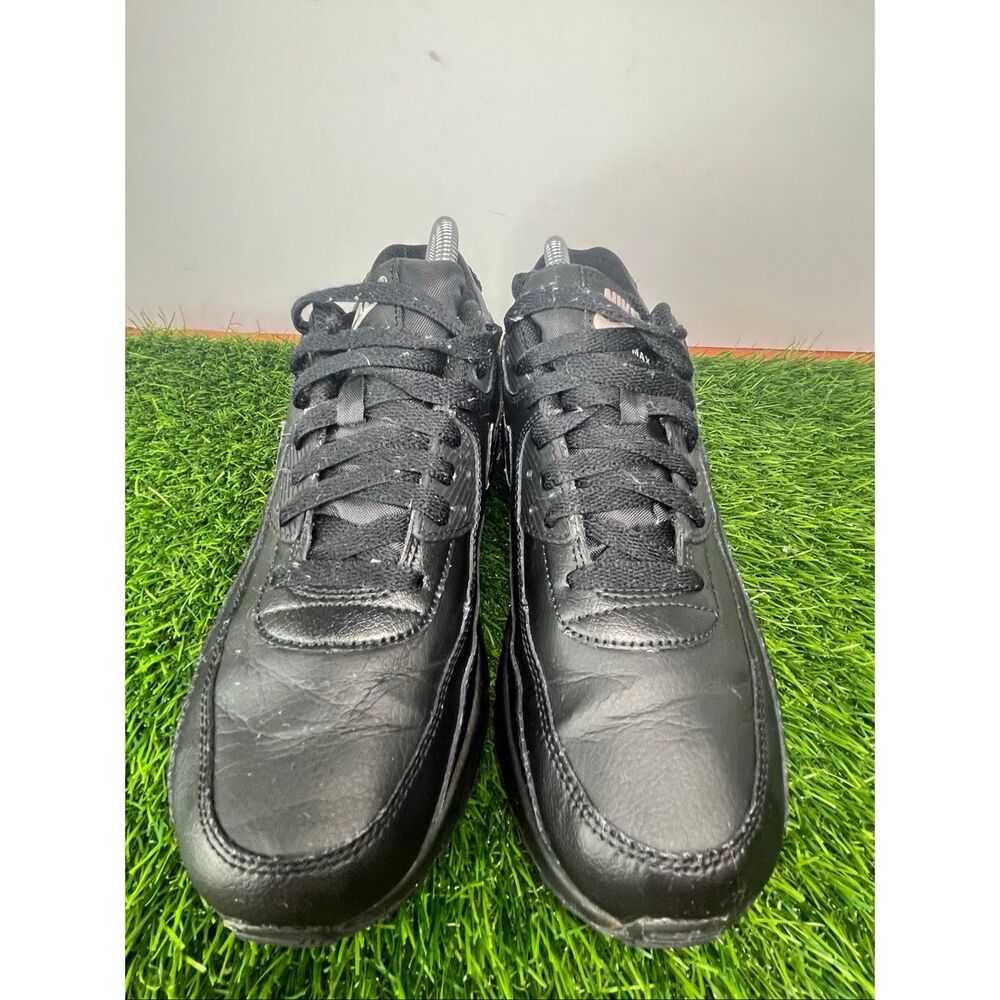 Nike Air Max 90 LTR Triple Black Leather Sneakers CD6864-001 Youth 7Y Women's 8. - Picture 2 of 10